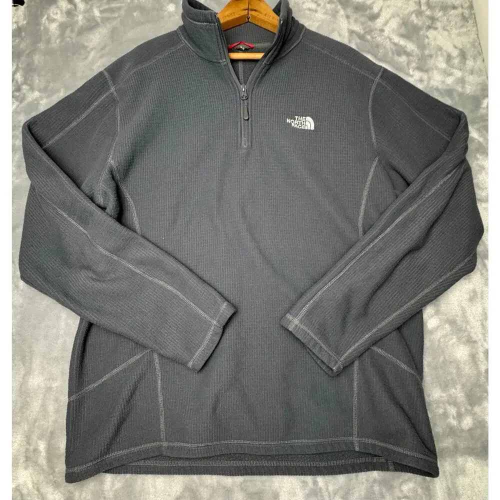 The North Face Quarter Zip Pullover Black‎ Grid Fleece Men’s Approx L